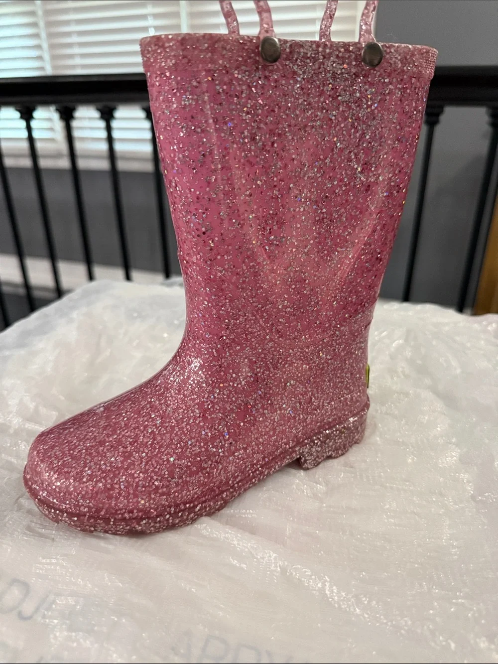 Western Chief Pink Glitter Kids Rain & Snow Boots with Heart Handles